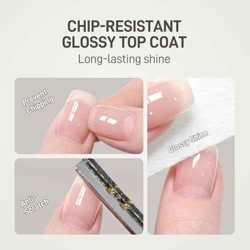 GAOY Gel Top Coat, Builder Gel and Base Coat Set, 16ml 3 Pcs Clear Glossy No Wipe Combination for Long Lasting UV Light Cure Nail Art DIY