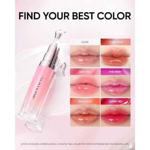 Hydrating Brightening Lip Serum, Smooth Tinted Lip Stain, Plumping Lip Gloss with Polypeptide Squalane, Moisturizing Balms, Brighten Dark Lips, Korean Beauty Makeup (06 Cherry Red)