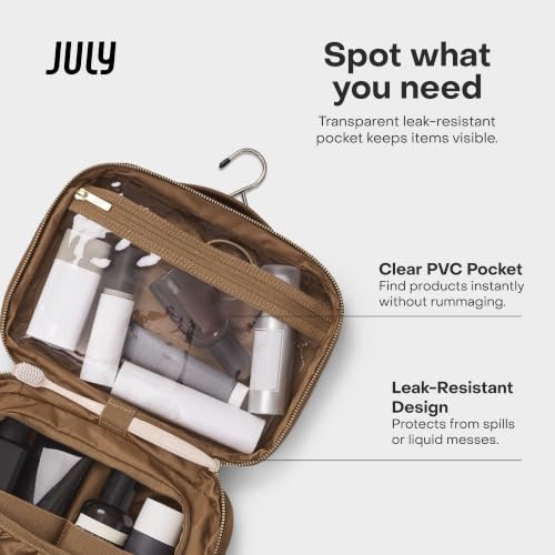 July Hanging Toiletry Bag with Hidden Hook and Toothbrush Tab - Light Brown