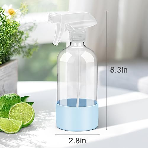 16 oz Glass Spray Bottle with Silicone Sleeve, Adjustable Nozzle