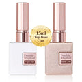 Double Rhythm 2-Piece No Wipe Gel Top and Base Coat Set - 15ml Clear Gloss