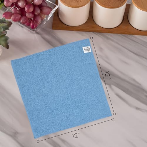 Crystal Ridge Cotton Wash Cloths 24 Pack - Washcloths for Showering, Face and Body, Soft and Highly Absorbent Multipurpose Towels for Bathroom, Kitchen, Spa and Gym - Wash Rags 12 x12 (Pastel)