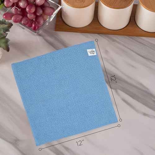 Crystal Ridge Cotton Wash Cloths 24 Pack - Washcloths for Showering, Face and Body, Soft and Highly Absorbent Multipurpose Towels for Bathroom, Kitchen, Spa and Gym - Wash Rags 12 x12 (Pastel)