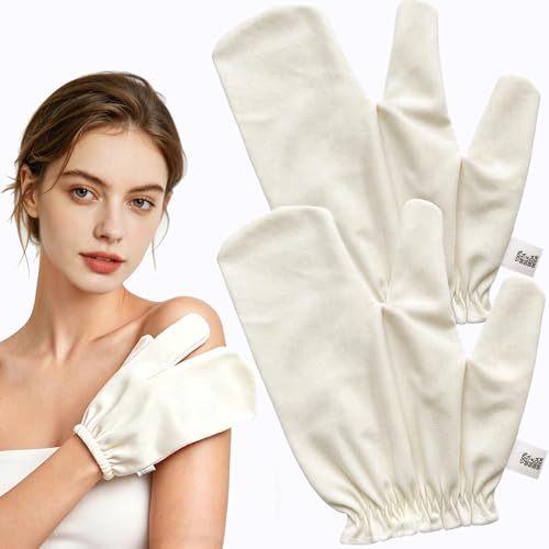 Raw Silk Garshana Gloves for Dry Brushing & Exfoliation (2 Pair)