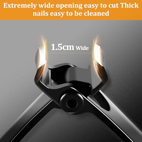 Thick Nail Clippers 15mm Wide Jaw Nail Cutter for Thick Toenail Stainless Steel Heavy Duty Toenail Clippers with Curved Blades Large Toenail Clippers for Men Seniors Elderly