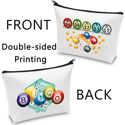BGO Lover Gift Funny BGO Gifts BGO Makeup Bag Cosmetic Bag BGO Player Gifts BGO Game Gifts Travel Organizer Case (Bingo Bag White)
