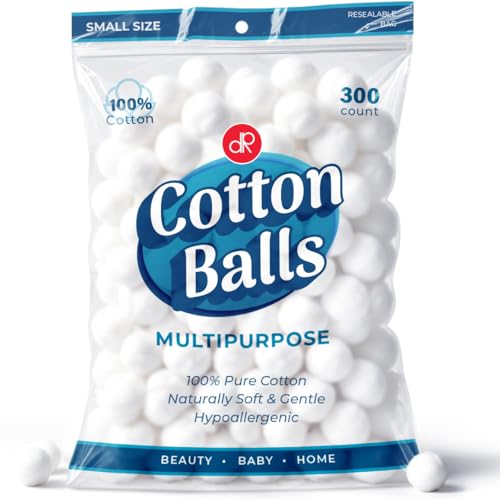 DecorRack 300 Count Mini Cotton Balls - Soft & Hypoallergenic for Beauty & Household