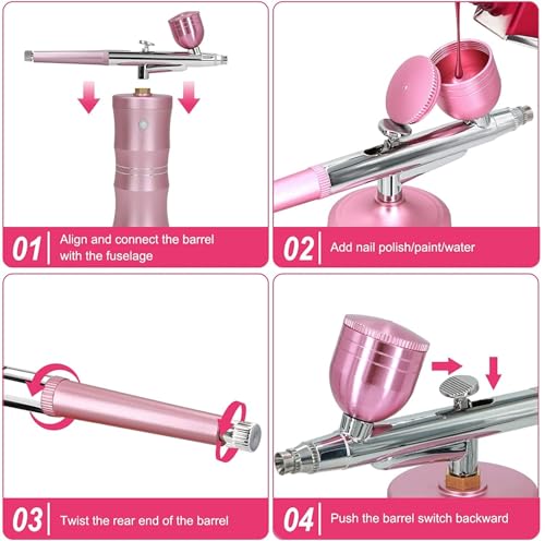 Cordless Airbrush Kit with Rechargeable Compressor for Nails