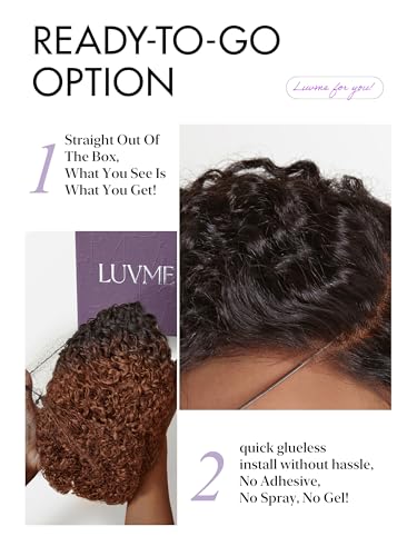 LUVME HAIR 8 Inch Ombre Brown Kinky Curly Bob Wig - Glueless HD Lace