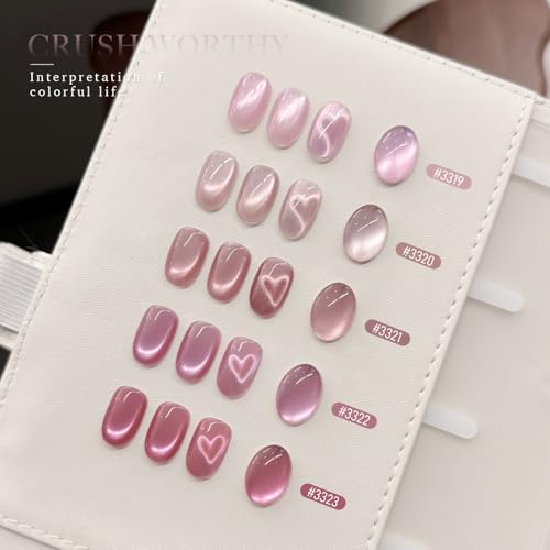 GAOY Pink Cat Eye Gel Nail Polish Set - 6 Colors with Magnet Tool