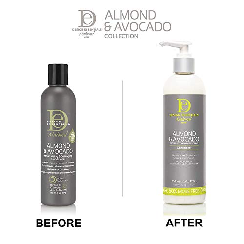 Design Essentials Almond & Avocado Moisturizing & Detangling Conditioner with Shea Butter & Coconut, Conditioner for Natural Hair, 12 oz