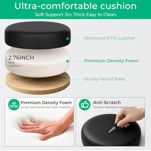 Heavy Duty Rolling Stool with 450 lb Capacity - Height Adjustable
