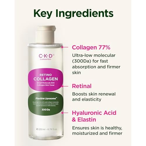 CKD Retino Collagen Skin Toner - Gentle Daily Korean Toner for Hydrating and Smoothing and Skin Texture Improvement. Suitable for Sensitive and Dry Skin. Korean Skin Care. 8.79 fl oz