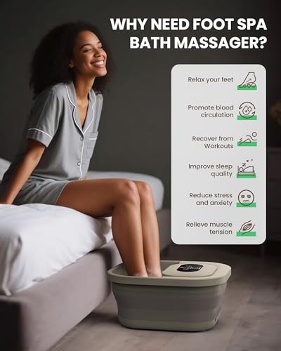 Heycool Collapsible Foot Spa Bath Massager with Bubbles & 8 Rollers
