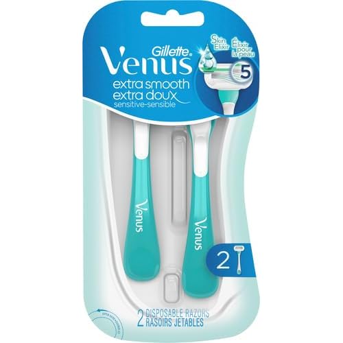 Gillette Venus Extra Smooth Sensitive Razor for Women | Disposable | For Sensitive Skin | 2 Count | Pack of 2