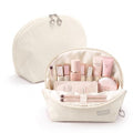 EPEDAL24 Off-white Travel Makeup Bag with Magnetic Fold-Down Shell Shape