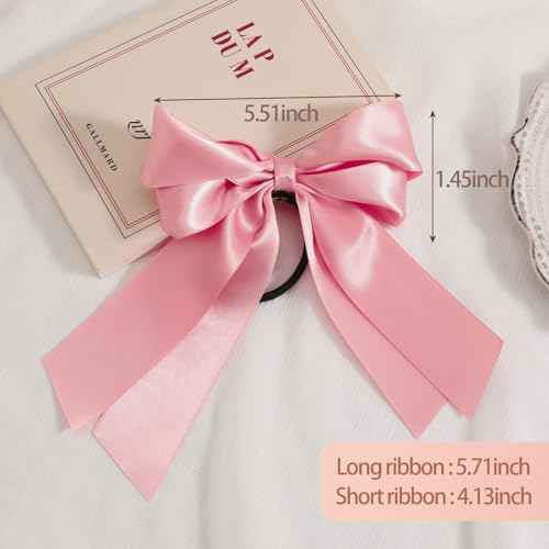 Yougeigy 6PCS Bow Hair Ties, Satin Hair Ribbon, Ribbon Hair Bows for Women Girls, Elastics Hair Scrunchies for Thick Thin Hair, Multicolor Hair Accessories