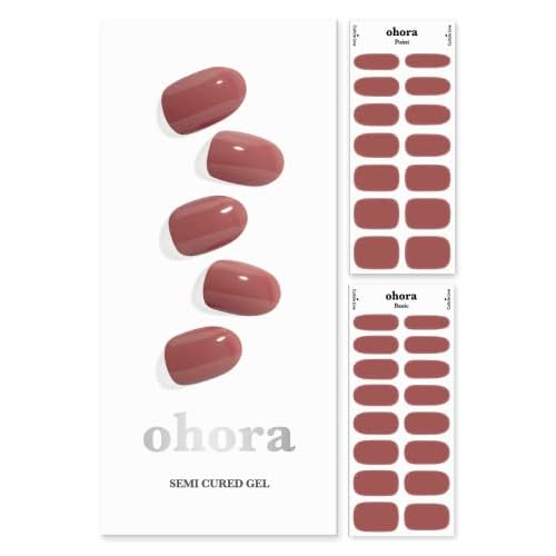 ohora Semi Cured Gel Nail Set of 2 (N Bare Plum & N Cream Rose) - Professional Salon-Quality Nail Care