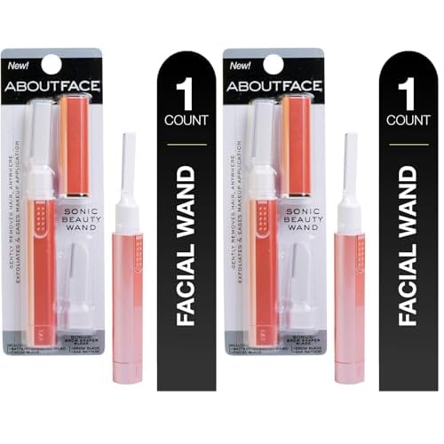 Kai About Face Sonic Beauty Wand with Bonus Eyebrow Shaper; Battery Operated Face Hair Remover; Face, Chin, & Lip Hair Remover, Face Hair Remover Tool for Women, Epilator for Men & Women (Pack of 2)