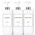 DIDROOM Silver & White Modern Refillable Shampoo & Conditioner Dispenser Set (21 oz, Pack of 3)