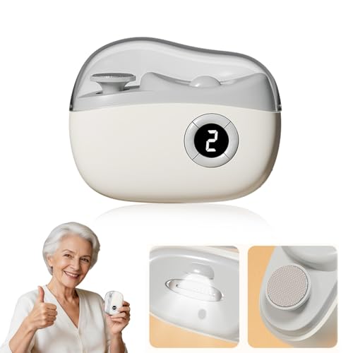 Upgraded Electric Nail Clippers for Seniors, Cordless Automatic Nail Trimmer with Adjustable Speed, Safe Electric Toenail Clippers for Fingernails and Toenails (3 Speeds - White)