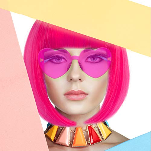 Short Bob Wig with Bangs - Colorful Synthetic Cosplay Wig for Women