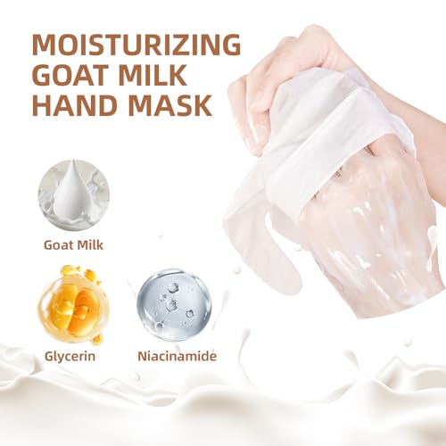 Goat Milk Hydrating Hand Mask Gloves for Dry Cracked Hands - 3 Pack