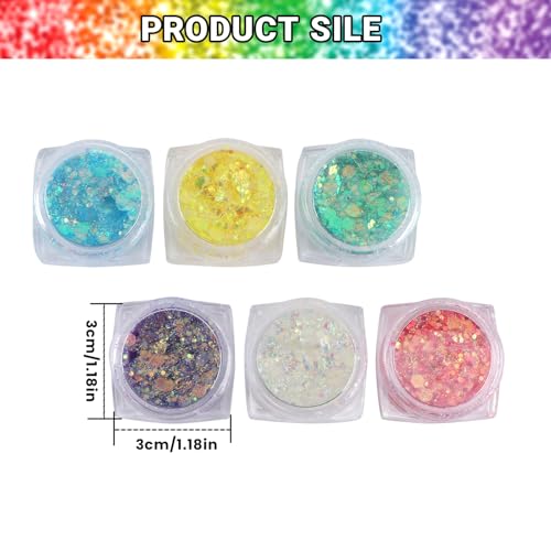 Glow in Dark Glitter Gel Set - 6 Colors UV Blacklight