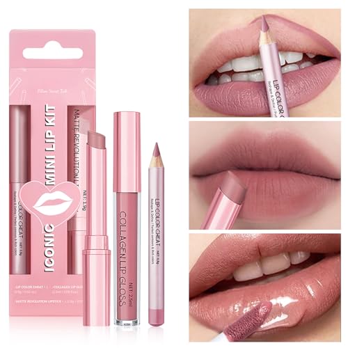 Matte Liquid Lipstick Set - 3PC Waterproof Lip Stain & Liner