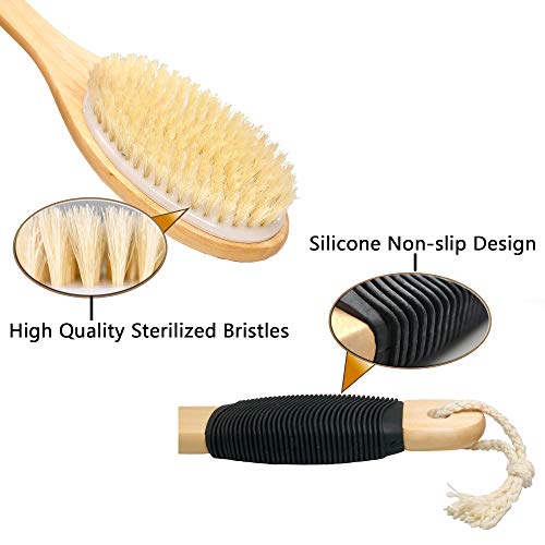 Wooden Bath Brush with Long Handle for Back Exfoliating