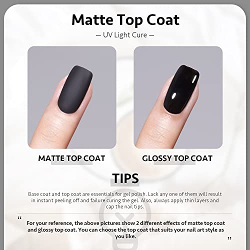 GAOY Matte Gel Top Coat - No Wipe Velvet Finish UV LED Gel Polish (16ml)