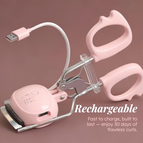 Heated Eyelash Curler, Electric Eyelash Curler£¬10s Fast Heating£¬4 Temp Levels, Long-Lasting 24H Curl, USB Rechargeable, Smart Memory, Gentle Clamp, Portable,LOOMADE
