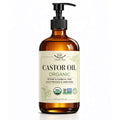 Bathrest Organic Castor Oil 16oz Cold Pressed Unrefined Vegan for Hair & Skin - Brown Bottle