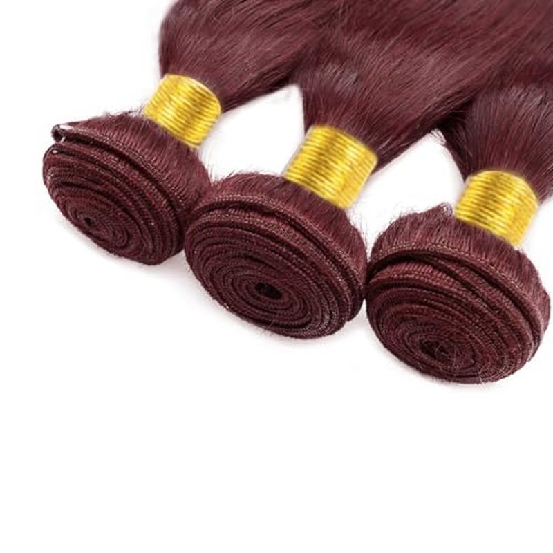 #99J Burgundy Straight Human Hair Bundles 28 30 32 Inch