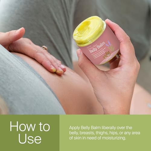 SPRIGS Belly Balm, 4 oz | Natural Moisturizing Cream for Pregnancy & Postpartum | Nourishing Body Butter for Dry Skin | Non-Greasy & Made with Relaxing Lavender Essential Oils & Soothing Cocoa Butter
