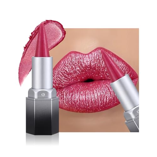 evpct Rose Red Shimmery Metallic Lipstick & Lip Liner Set 1Pcs -05