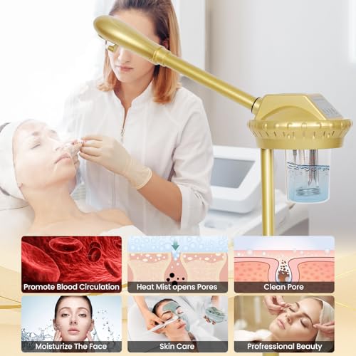 Facial Steamer Professional for Deep Cleaning and Hydration, Gold