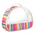 Large Clear Cosmetic Bag with Handle for Women, Zipper Close Makeup Bag, Straw Travel Bag - Rainbow Color Toiletry Bag