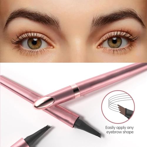 3D Microblading Eyebrow Pen - Waterproof, 4-Tip, Dark Brown