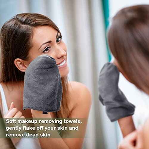 Shimeyao 20 Pack Makeup Towels Gray Makeup Washcloths for Face Classic Soft Microfiber Remover Cloth 13x13 Inch Quick Dry Face Towels for Cleansing Hand