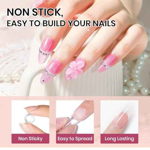 3d Nail Sculpting Gel Set: Clear White Solid Builder Gel for Nails, Nail Rhinestone Glue for 3d Nails Art Sculpture Molding Carving Extension All-in-1 Kit for Home DIY Manucure