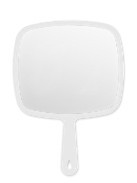 BEFUI Extra Large Handheld Mirror，Hand Salon Mirror with Handle for Barbers, Hairdressing (White，12.4" Lx 9" W)