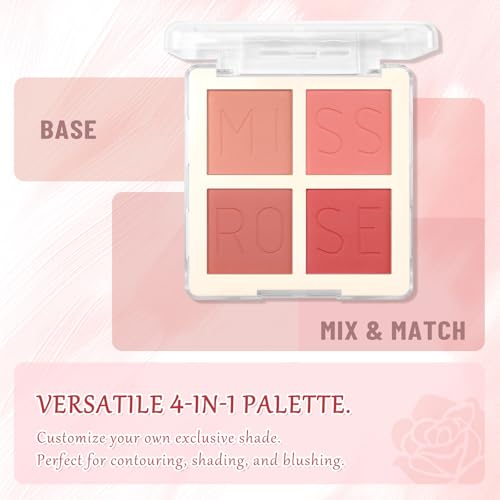 4-Color Matte Blush Palette - Highly Pigmented, Long-Lasting & Waterproof