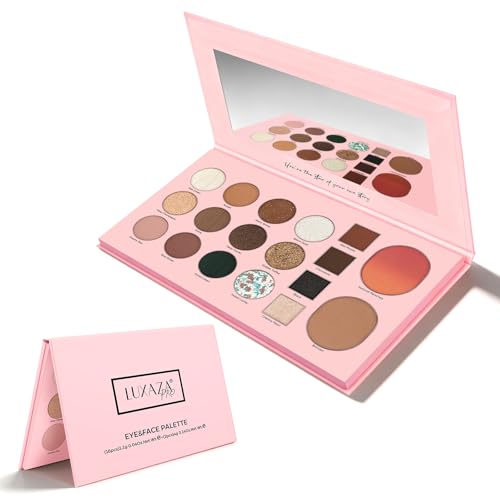 LUXAZA PRO 5-in-1 Eyeshadow Palette with Blush & Highlighter - 18 Shades