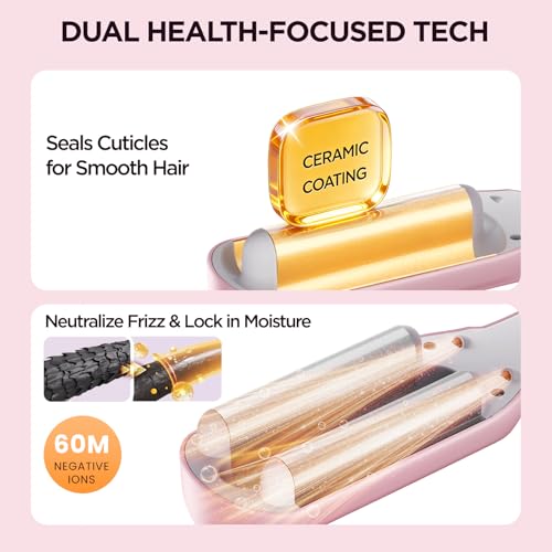 BABONIR 3 Barrel Hair Crimper for Beach Waves - 13 Heat Levels