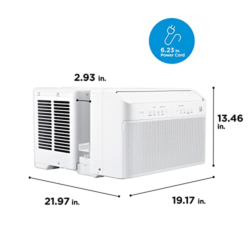 Midea 8,000 BTU U-Shaped Smart Inverter Air Conditioner –Cools up to 350 Sq. Ft., Ultra Quiet with Open Window Flexibility, Works with Alexa/Google Assistant, 35% Energy Savings, Remote Control