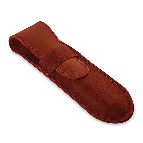 Straight Razor Case, Genuine Cowhide Leather Straight Razor Cover, Barber Straight Razor Holder, Travel Razor Case (Cognac)