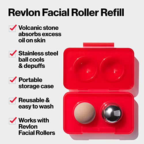 Facial Roller Refill Pack with Volcanic & Stainless Steel Stones - Reusable & Eco-Friendly