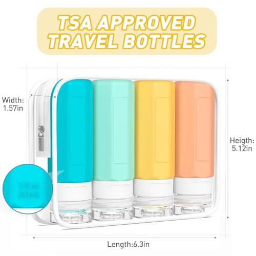 Redfly TSA Approved Travel Bottles - 3oz Leak Proof Silicone Set