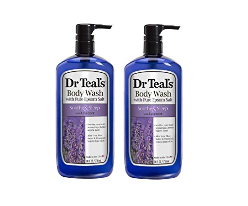 Dr. Teal's Lavender Body Wash Gift Set (2 Pack, 24oz Ea.) - Soothe & Sleep Lavender with Essential Oils Blended with Pure Epsom Salt - Ease Aches & Pains, Alleviate Daily Stress at Home